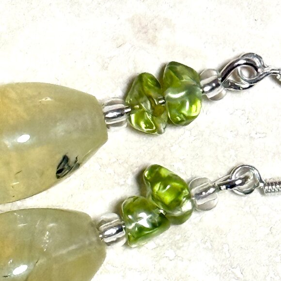 2/$20, Genuine Green Peridot & Yellow Prehnite Sterling Silver Dangle Earrings - Picture 3 of 11